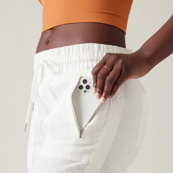 NWT Athleta White Cabo Linen Jogger 6T tall - Picture 5 of 13